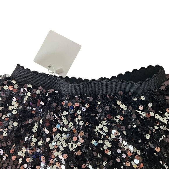 Girls Black Sequin Lined Skirt With Scalloped Waistband Size 6 Dance Dress Up - Picture 3 of 7